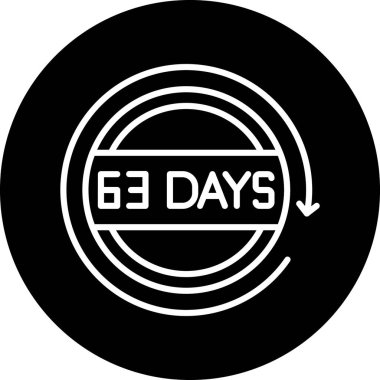Beyaz arkaplanda 65 günlük geri sayım simgesi.