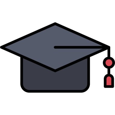 Mezuniyet şapkası ikonu. Mezuniyet şapkasının ana hatları