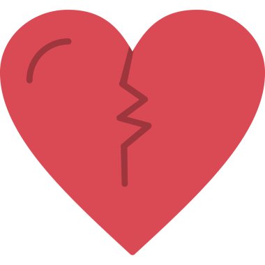 Kırık kalp düz simgesi