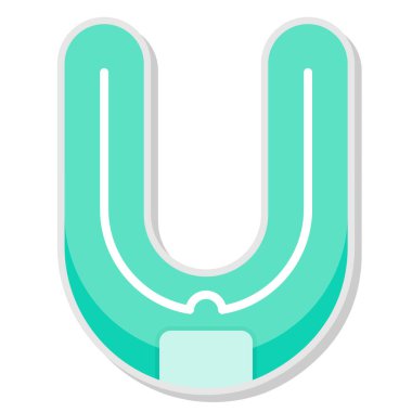 Beyaz arkaplanda izole edilmiş yeşil ve siyah renkli mıknatıs simgesi. Mıknatıs, manyetizma, manyetizma, çekim. vektör illüstrasyonu