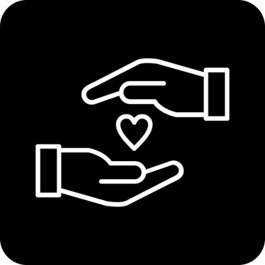 Eller ikonlu kalp. vektör illüstrasyonu