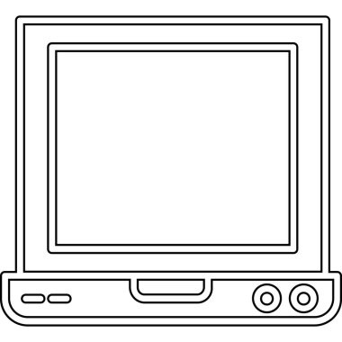 Boş ekran simgesi olan retro TV. Boş ekranlı bir televizyon çizgisi. Web tasarımı beyaz arkaplanda izole edildi