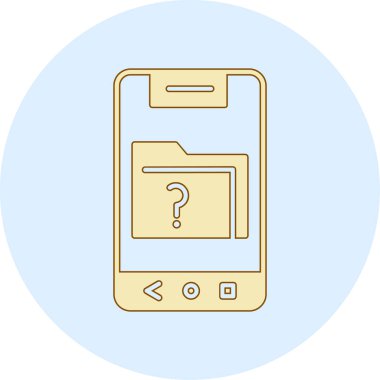 Soru işareti ve soru işareti illüstrasyonlu akıllı telefon