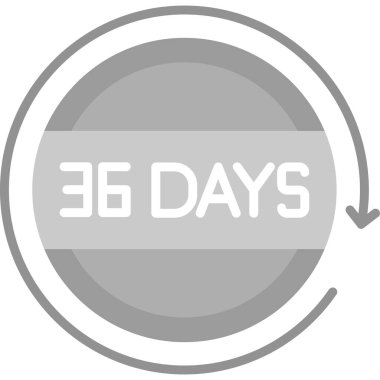 3 gün kaldı. Sol simgelerden 36 gün sembolü. düz dizayn. Beyaz arkaplanda vektör illüstrasyonu