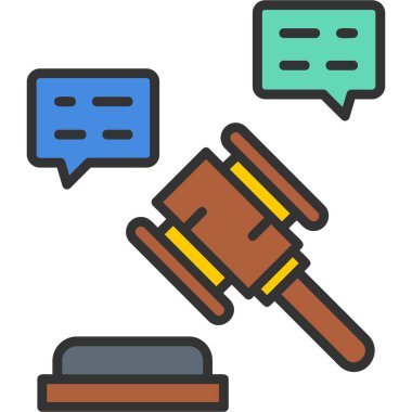 Adalet ve hukuk renk ikonu vektörü. Hukuk ve hukuk imzası. izole edilmiş sembol çizimi