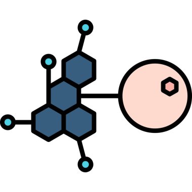 Molekül yapısı renk çizgisi, simge, vektör illüstrasyonu
