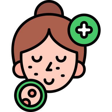 Yüz simgesi olan kız, vektör illüstrasyonu