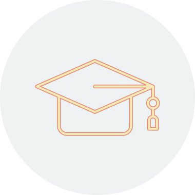 Mezuniyet şapkalı bir çizgi simgesinin vektör çizimi