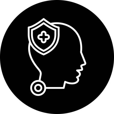 Kalkan simgesi olan bir adamın vektör çizimi