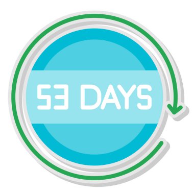 53 gün geri sayım simgesi, vektör, illüstrasyon