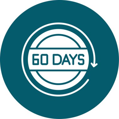 Beyaz arkaplanda 60 gün kalan simge