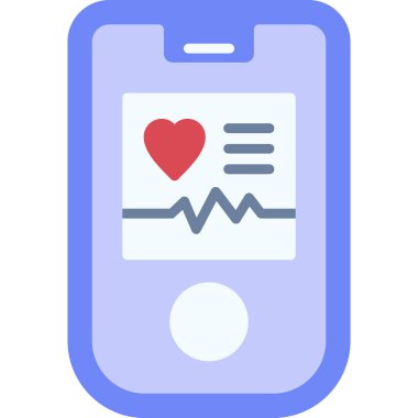 Kalp atış hızı, illüstrasyon, beyaz arkaplanda vektör olan akıllı telefon.