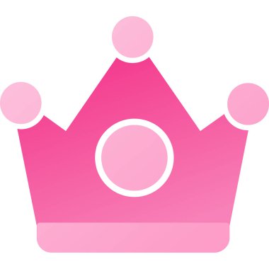 Taç ikonu. Vektör biçimi pembe ve gri renkler, yuvarlak açılar, pembe arkaplan, beyaz arkaplan