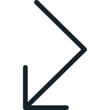 Sağ ok vektör simgesi. biçim, vuruş simgesi, gri renk, beyaz arkaplan.