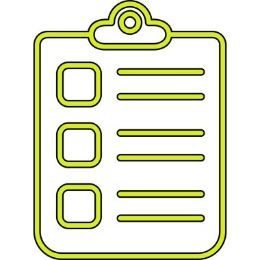 Kontrol listesi vektör simgesi. biçim vektörü bicolor simgesi, eko yeşil ve gri renkler, yuvarlak açılar, beyaz arkaplan.