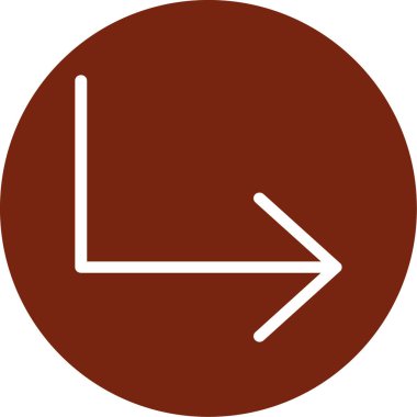 Yön ok vektör simgesi. Simge düz stil sembolü, kahverengi renk, yuvarlak açılar, beyaz arkaplan