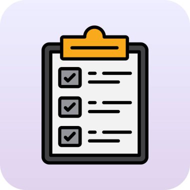 Dolu dizaynda kontrol listesi simgesi