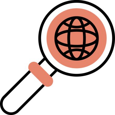 Küre ve vektör illüstrasyonlu büyüteç