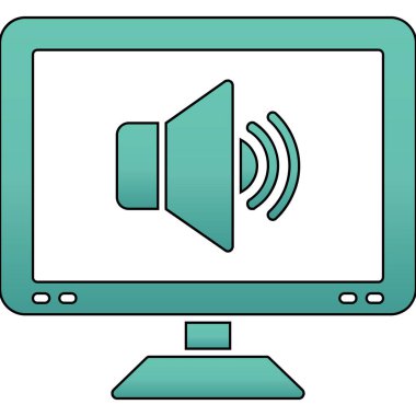 ses dalgası simgesi olan dizüstü bilgisayar, özet biçimi