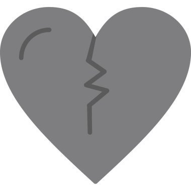 Kırık kalp ikonu ana hatlarıyla doldurulmuş.