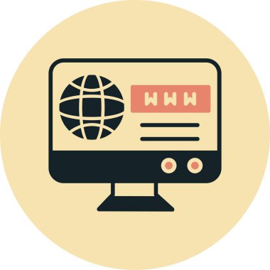 İnternet web düz simgesi, vektör illüstrasyonu