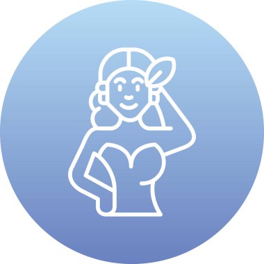 Kafa ikonu olan kız. Web için göz vektör simgeleri olan basit bir kadın illüstrasyonu