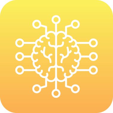 beyin simgesi dijital sarı