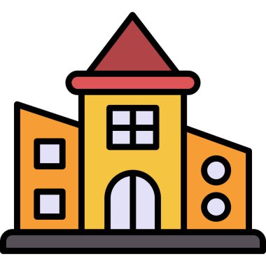 bina evi simgesi renk ana hatları vektörü