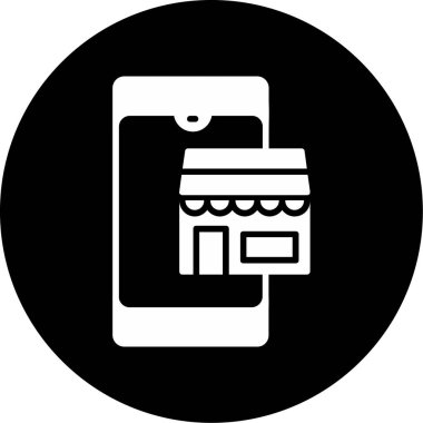 Moda tarzı izole edilmiş arka planda mobil alışveriş simgesi