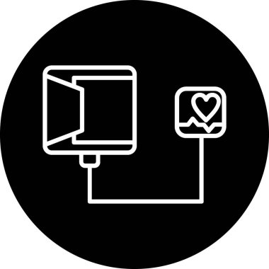 Kalp ikonu vektör illüstrasyon tasarımlı bilgisayar monitörü