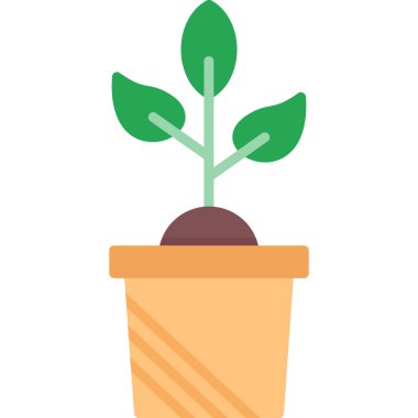 Beyaz arkaplanda bitki saksısı çizimi