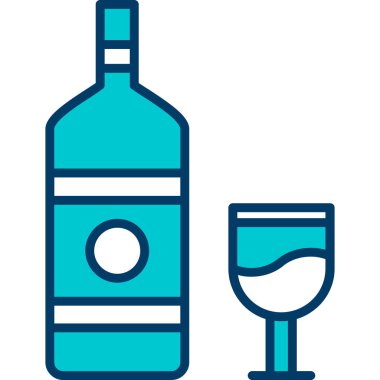 Şişe ve cam ikon. vektör illüstrasyonu