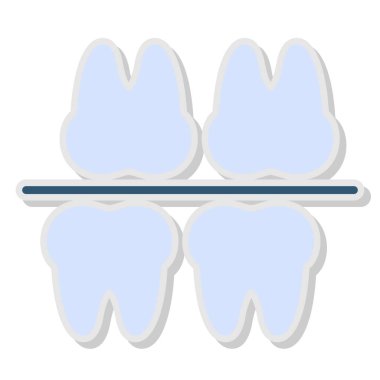 Beyaz arka planda izole edilmiş çizgi film tarzında diş ikonu. diş sembolü çizimi.