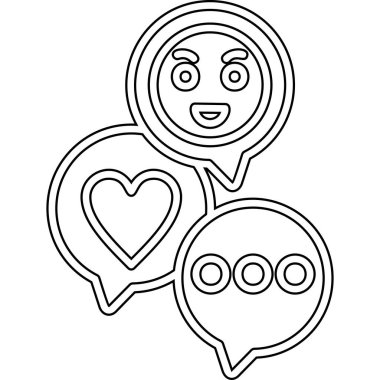 Kalplerin simge vektör anahatlı sohbet balonu