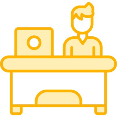 Dizüstü bilgisayarı olan bir adamın vektör çizimi