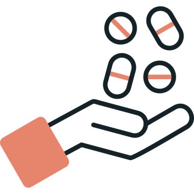 İlaç ikonu. Grafik için hap vektör simgelerinin basit çizimi