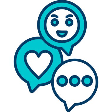 yüz ifadeli konuşma balonu ve kalp vektör çizimi tasarımı