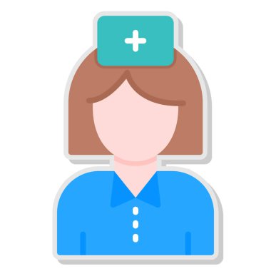 Hemşire kadın doktor ikonu. Beyaz arkaplanda izole edilmiş doktor ve hemşire vektör simgesi düz çizimi