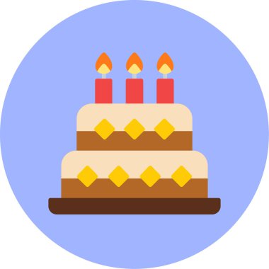 Doğum günü pastası simgesi düz stil