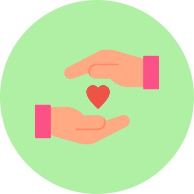 kalp ve el ikonu, basit aşk ve kalp tasarımı.