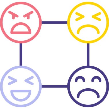 Üzgün kızgın ikon. düz renk vektör çizimi