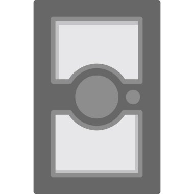 Gri arkaplanda düz moda kamera simgesi.