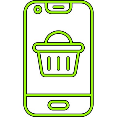 Cep telefonu simgesi tasarımı olan alışveriş sepeti