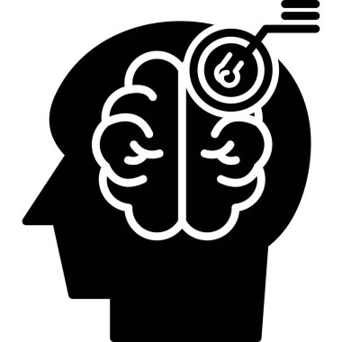 Ampul simgesi, vektör illüstrasyonlu beyin