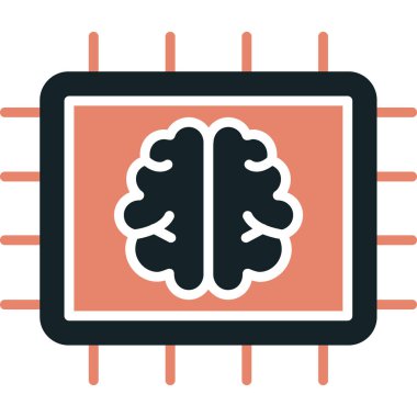 Yapay beyin ikonu. vektör illüstrasyonu