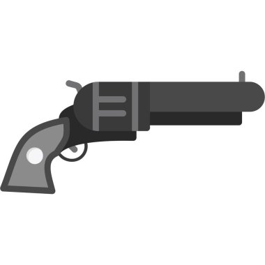 revolver ikonu. beyaz üzerinde izole edilmiş tasarım için silah vektör simgesinin düz çizimi