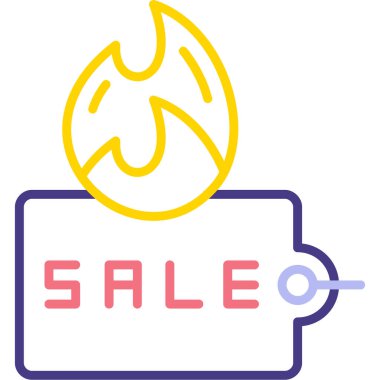 Dolu taslak biçiminde sıcak satış indirimi simgesi