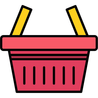 Alışveriş sepeti simgesi rengi ana hatları vektörü