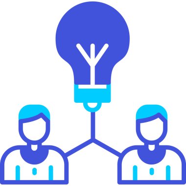 Vektör çizimi. Ampul simgesi olan insanlar.