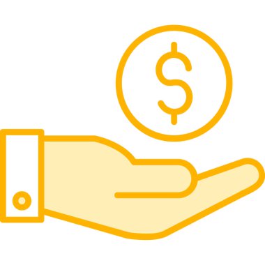 el ele tutuşan para simgesi vektör illüstrasyon tasarımı